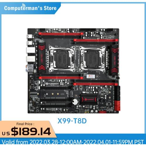 HUANANZHI X99 T8D X99 Motherboard Intel XEON Dual E5 LGA2011-3 All Series DDR3 RECC NON-ECC memory NVME NGFF Server workstation