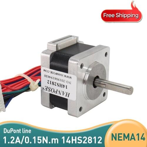 Free shipping 1pcs nema14 stepper motor 35x28mm length 14HS2812 1.2A 0.15N.m 4-wire for new CNC or monitor