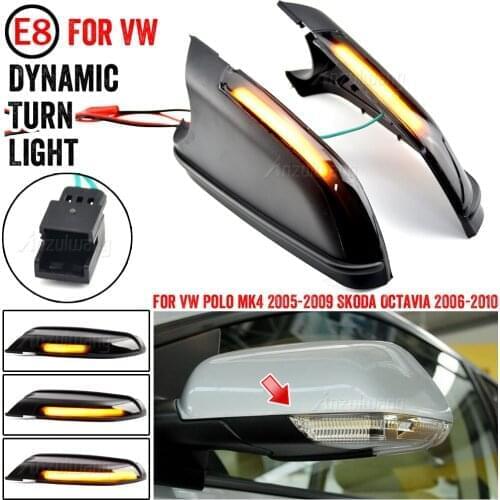 LED Dynamic Turn Signal Mirror Sequential Indicator Light For VW Polo MK4 9N 2005-2009 ​For Skoda Octavia MK2 1Z 2004-2008