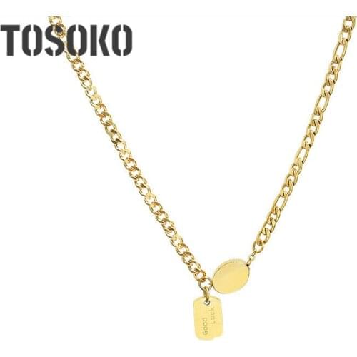 TOSOKO Stainless Steel Jewelry Good luck Pendant Necklace Clavicle Chain Womens Fashion Necklace BSP764