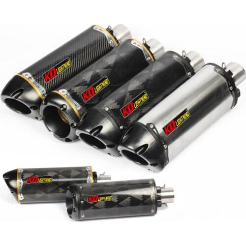 51mm Universal Motorcycle Exhaust Tail Pipe Without Muffler Aluminus Alloy Carbon Fiber 370/385mm Modified For ATV Street Bike