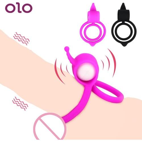 OLO Vibrator Penis Rings Rabbit Cock Rings Delay Ejaculation Penis Extender Enlargement Clitoris Stimulate Sex Toys for Men