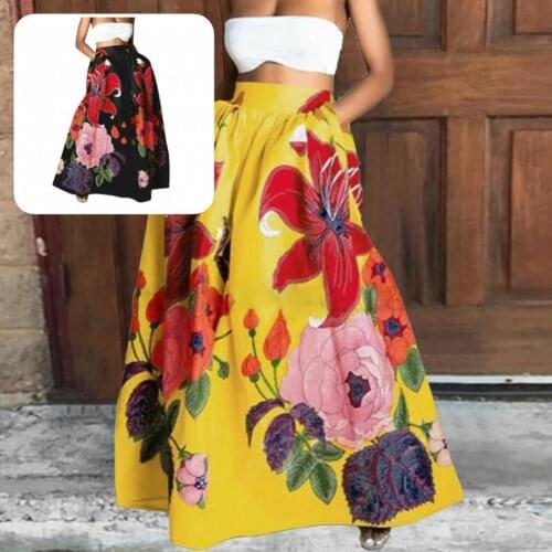 Elastic Waist Summer Autumn Elastic Waist Large Hem Skirt for Party