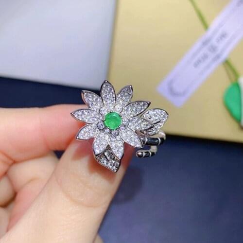 Jewelry Classic Emerald Engagement Ring for Woman 4*4mm Natural Emerald Ring 925 Silver Emerald Jewelry