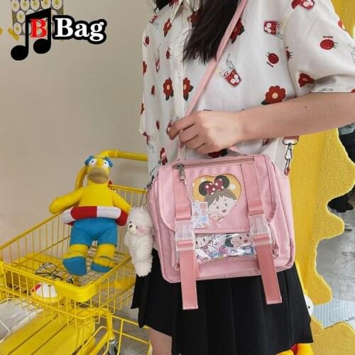 Women Handbags Shoulder Bags Girls New Fashion Female Canvas buckle Crossbody Bags Cute Transparent love cross bag itabag