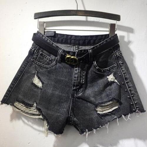 2020 Ripped Pocket Women high waist Shorts Summer Casual Denim Shorts Vintage Hole Hot Shorts