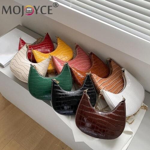 Girls Shoulder Bags PU Leather Fashion Female Chain Alligator Pattern Print Handbags Tote Solid Shoulder Underarm Bags