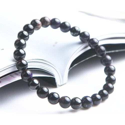 Women Lady Stretch Crystal Natural Stone Round Beads Bracelet 7mm Purple Genuine Natural Sugilite Bracelet Drop Shipping
