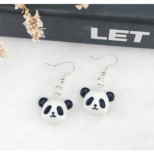 1pair Cute Panda Drop Earrings flaback Resin Multicolor Animal Earrings for Children Gift and Woman Jewelry