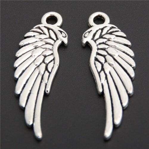 10pcs Silver Color Charms Beads Pendants For Jewelry Making Feather Angel Wings Shape DIY Bracelet Necklace A2870