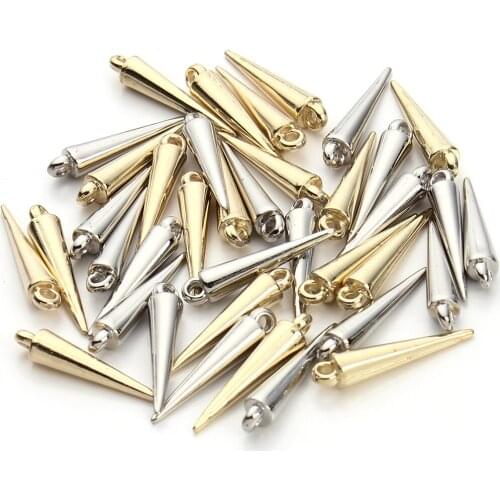 200pcs/lot 24x5mm Gold/Rhodium Color Steampunk Rivet Spike Pendant Charms Fits Necklaces Earrings DIY Jewelry Making