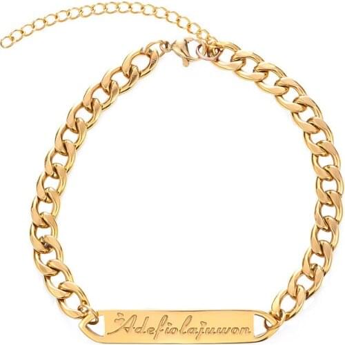 2021 New Stainless Steel Name Bracelet Women Custom Logo Bracelet Children Laser Laser LetteringBracelet Gift