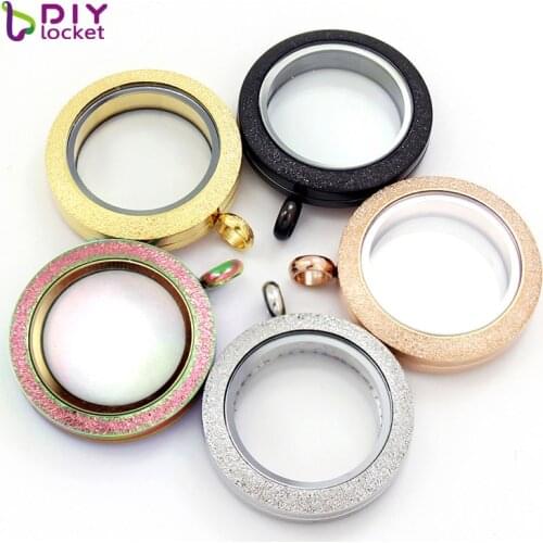 25mm Stainless Steel Round Scrub Twist Glass Floating Charm Locket LSSS05-25MM