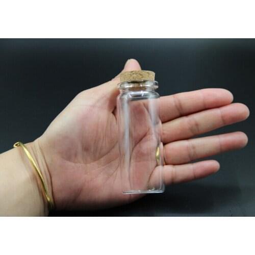 50pcs 37*80mm Empty Glass Transparent Clear Bottles With Cork Stopper Glass Vials Jars Storage Sand Liquid Food Glass Bottles