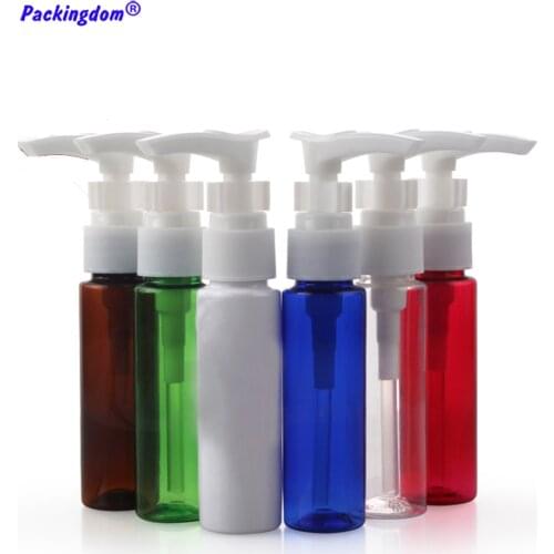 50pcs Empty Plastic Bottle Shampoo Pump Dispenser Emulsion Container Tube Locks Sample Bottles Cosmetic Travel Packaging 30ml