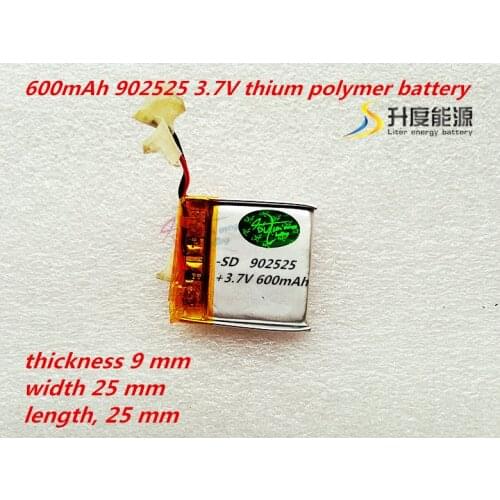 600mAh 902525 3.7V thium polymer battery 902525 MP3 MP4 GPS point pen remote control