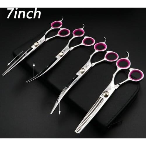 7.0 Inch Hot Sale Pet Hair Cut Scissors Clippers Flat Tooth Cut Pets Beauty Tools Set Kit Dogs Grooming Hair Cutting Scissor Set