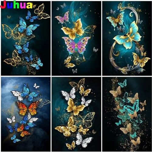 Golden butterfly diamond painting full square round drill animal diamond embroidery stitch mosaic home decor nordic art