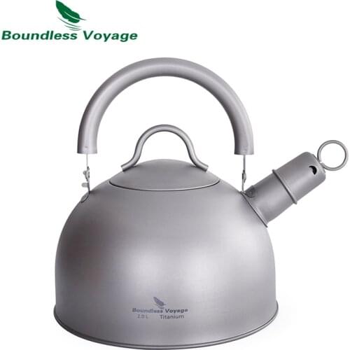 Boundless Voyage 2L Titanium Whistling Tea Kettle For Gas Stove Bouilloire Ultralight Outdoor Big Capacity Water Jug Pot