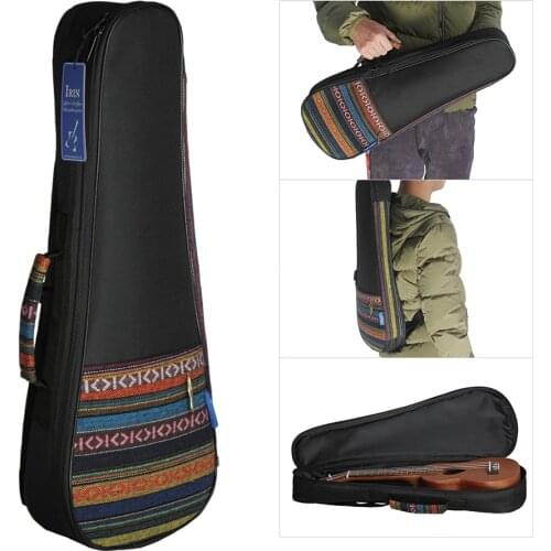 Colorful 21" Ukulele Bag Soprano Ukelele Bag Case Ethnic National Style Cotton Thicken Padding with Adjustable Shoulder Strap