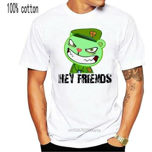 Men T shirt Summer Fashion Happy Tree Friends White O-neck Cool Personality Tee High Quality Print Short Sleeves women