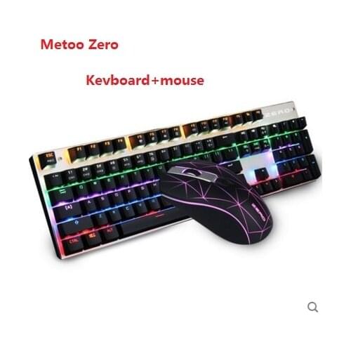 Metoo Zero LED Backlit blue/black/red switch Gaming Mechanical Keyboard+Mouse combo set gaming light computer Russia stickers