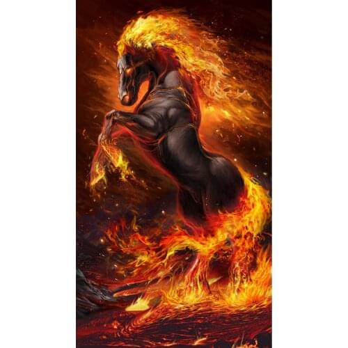 JMINE Div 5D horse fire Full Diamond Painting cross stitch kits art High Quality Animal 3D paint by diamonds