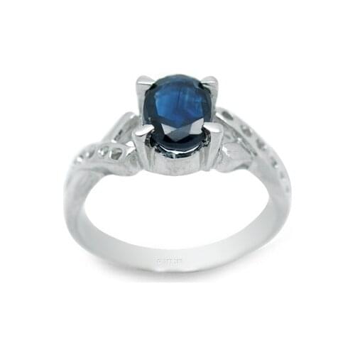 100% Natural Sapphire Ring for Wedding 5mm*7mm Natural Engagement Ring Solid 925 Silver Sapphire Wedding Ring