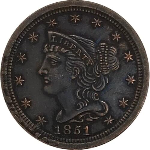 1851 United States of America Dollar Half Cent Collectibles Red Copper Copy Coin
