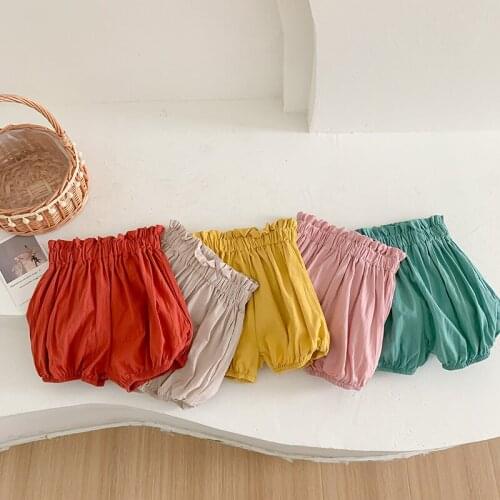 Summer New Kids Short Pants 2021 Toddler Girl Loose Cotton Big PP Shorts Elastic Waist Soft Thin Bloomers Shorts for Girl 2-6 Y