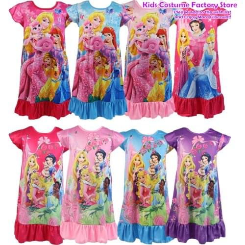 Summer Childrens Nightdress Girls Princess Nightdress Baby Kids Cartoon Pajamas Girls Princess Nightgown Girls Sleepwear 3-9Y