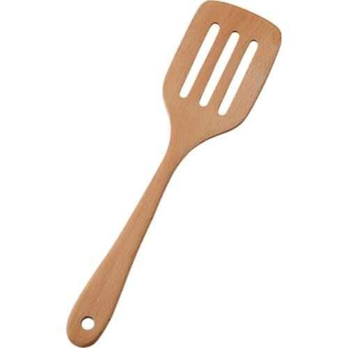 1Pc Turner Cooking Spatula Fried Shovel Wooden Cooking Tools Kitchen Utensils Cooking Turner Wood Spatula Long Handle Slotted