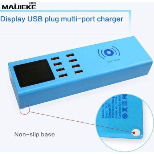 MAIJIEKE New Display USB Plug multi-port Charger for iPhone X 8 8 Plus Smart Wireless Charger with 8 USB ports
