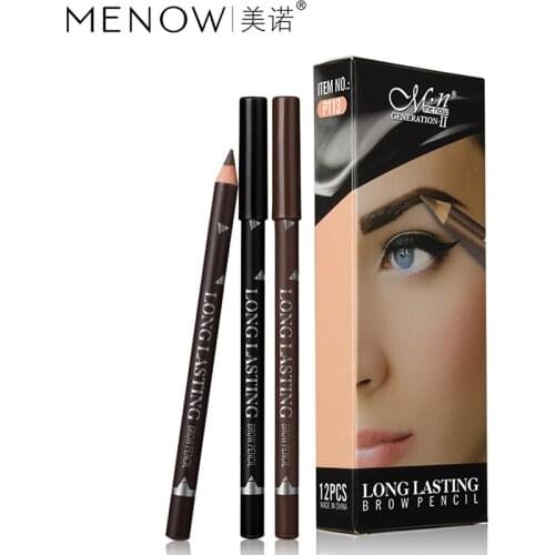 MENOW Eyebrow Pencil Mellow Waterproof Sweat Proof Eyeliner Eyebrow Pencil Dual Purpose Cosmetic Pencil
