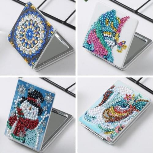 Mini Makeup Mirror DIY Special Shaped Diamond Painting Ultra-thin Makeup Mirror Double-sided drill Handmade Christmas Gifts