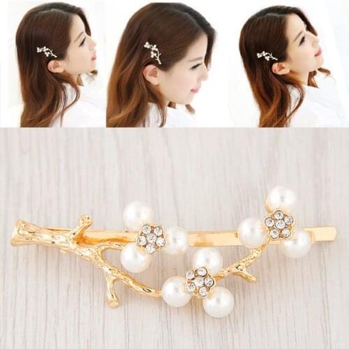 Fashion Metal Flash Drill Pearl Tree Branch Individual Hairpin Edge Trim