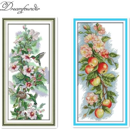 Flowers fruit cross stitch kit count printed 18ct 14ct 11 cotton thread embroidery DIY handmade needlework multi pictures