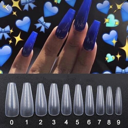 500pcs Nail Art Tips Long Ballerina False Nails Clear Coffin Shaped Fake Nail Finger Beauty Nail Tools UV Gel Salon Acrylic New