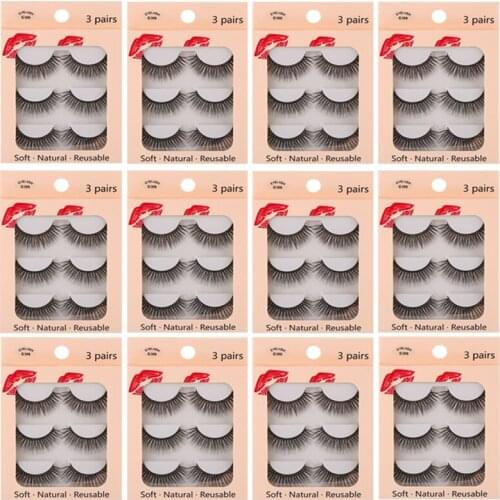 AY 2020 New 3 Pairs 3D Soft Mink Hair False Eyelashes Handmade For Women Long Lashes Nature Eye Makeup Tools Faux Eye Lashes