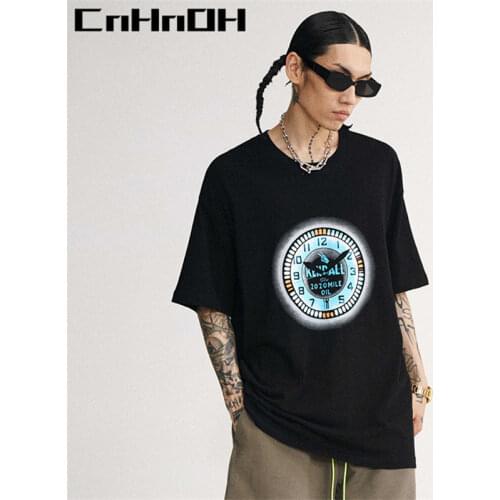 CnHnOH New Arrival Fashion mens t-shirts Oversized Top Unisex Clothing Essentials Mens T-shirts Contrast Color Clock B023