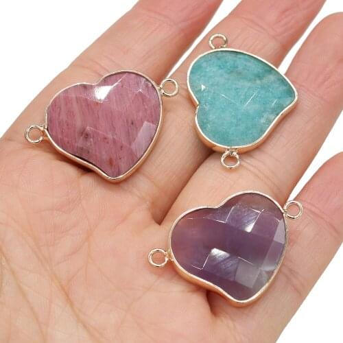 Natural Stone Faceted Connector Amethyst/Amazonite/Rhodochrosite For Jewelry Making DIY Necklace Bracelet Accessory