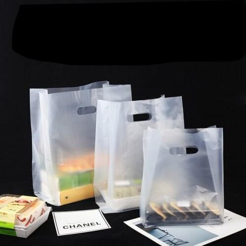 1pcs Matte Plastic Bag With Handles Dessert Packaging Bag for Food Cookies Bread Supermarket Packing Bags Party Supplies