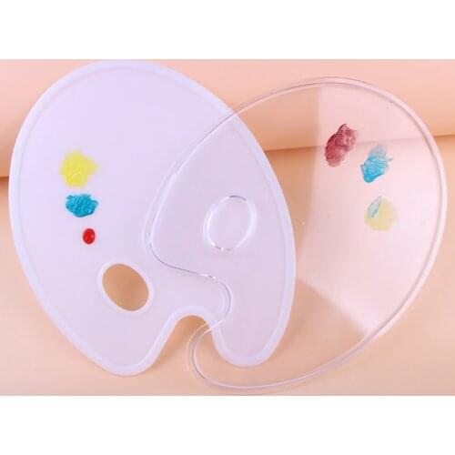 Hand-held Elliptical Flat Plastic Palette Environmental Protection PP Belt Creative Oval Art Pigment Palette Artistic supplies