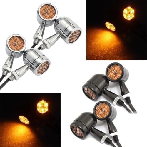 Black/Chrome Motorcycle Turn Signal Light 10mm Flashing LED Brake Blinker Light For Harley Cruiser Chopper Indicator Light Lamp
