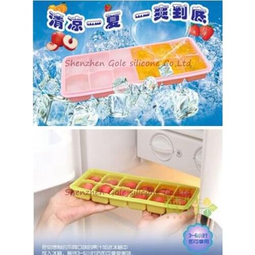 50pcs/lot 12 Square Holes Silicone Ice Cube Tray for Home Kitchen/Bars DIY Ice Cream Freeze Ball Mould Maker Case