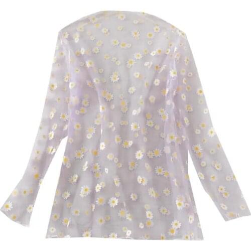 Long Sleeve Summer Women Sun UV Protection top Ice silk net yarn bottoming with tulle ultra-thin see-through sun protection shir