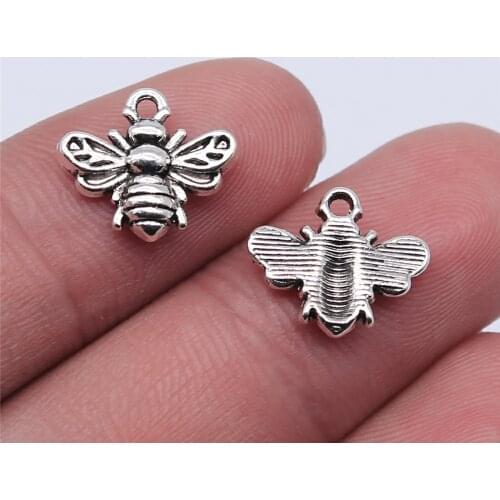 WYSIWYG 20pcs 11x14mm Antique Silver Color Bee Charms Pendant For Jewelry Making DIY Jewelry Findings