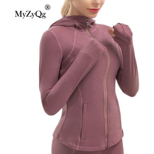 Women Hooded Running Jackets Long Sleeve Zipper Cardigan Tight Fit Slim Training Coat Gym Training Fitness Workout Sportswear