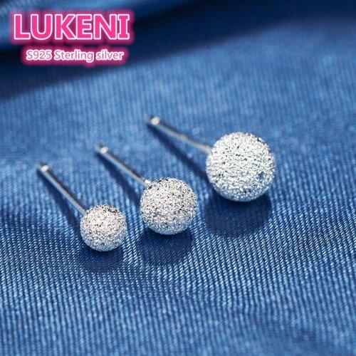 S925 sterling silver earrings for women Korean version Simple Mini Scrub Small peas earring Ear bone Ear jewelry Prevent allergy