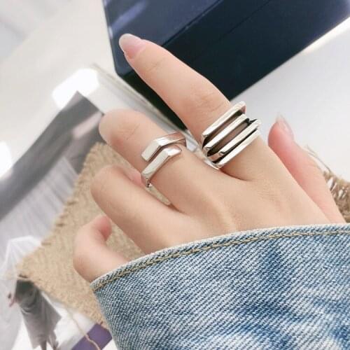 Geometric Fashion Trendy Cross Stackable Knuckle 925 Sterling Silver Adjustable Ring For Women Elegant Dainty Jewelry Gift